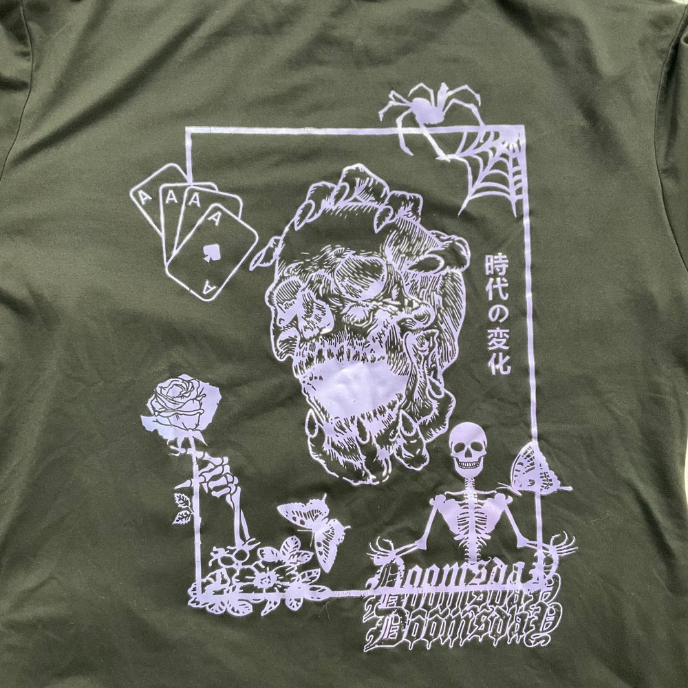 Romwe XXL BLK Graphic Tee Anatomical Heart Skeleton Japanese Kanji Grunge Goth - Picture 4 of 9